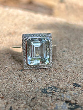 Load image into Gallery viewer, 9ct W/G Aquamarine &amp; Diamond Ring