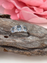 Load image into Gallery viewer, 9ct W/G Aquamarine &amp; Diamond Ring