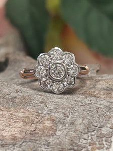 9ct R/G Lab Diamond Daisy Cluster Ring