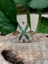 Load image into Gallery viewer, 9ct Y/G Baguette Emerald &amp; Diamond Ring