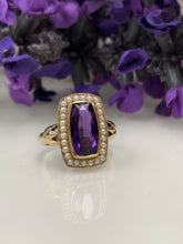Load image into Gallery viewer, 9ct Y/G Amethyst &amp; Seed Pearl Ring