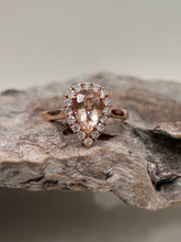 Load image into Gallery viewer, 9ct R/G Tear Drop Morganite &amp; Diamond Ring