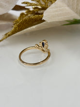 Load image into Gallery viewer, 9ct Y/G Blue Sapphire &amp; Diamond Wishbone Ring