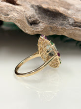 Load image into Gallery viewer, 9ct Y/G Green Amethyst, Rhodolite Garnet, Tsavorite Garnet &amp; Diamond Ring