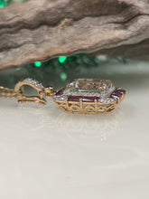 Load image into Gallery viewer, 9ct Y/G Mint Quartz Rhodolite Garnet &amp; Diamond Ring