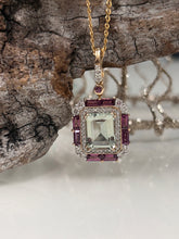 Load image into Gallery viewer, 9ct Y/G Mint Quartz Rhodolite Garnet &amp; Diamond Enhancer Pendant