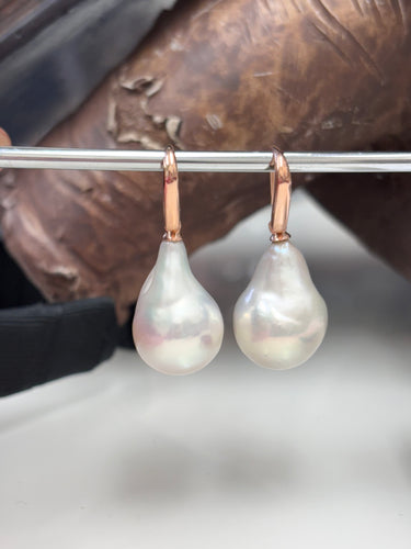 9ct R/G Baroque Pearl Earrings