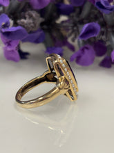 Load image into Gallery viewer, 9ct Y/G Amethyst &amp; Seed Pearl Ring