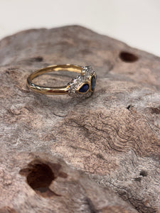9ct Y/G Blue Sapphire & Diamond Ring