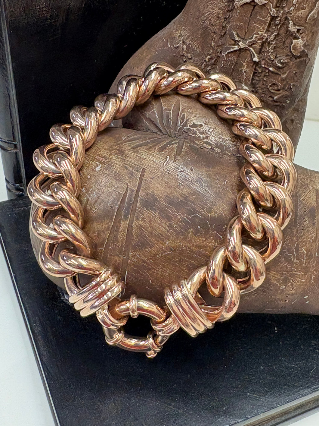 9ct R/G Curb Link Bracelet with Euro Bolt Clasp