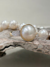 Load image into Gallery viewer, 9ct Y/G Mabe Pearl &amp; Diamond Ring