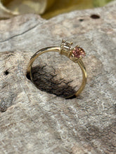 Load image into Gallery viewer, 9ct Y/G Toi Et Moi Champagne Diamond and Pink Tourmaline Ring