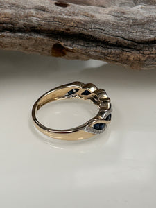 9ct Y/G Blue Sapphire & Diamond Ring