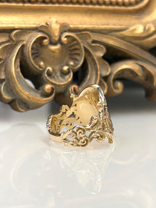 9ct Y/G Ornate Guardian Angel Ring