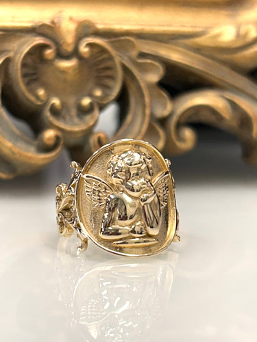 9ct Y/G Ornate Guardian Angel Ring