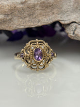 Load image into Gallery viewer, 9ct Y/G Amethyst &amp; Seed Pearl Ring