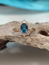 Load image into Gallery viewer, 18ct R/G London Blue Topaz and Diamond Ring