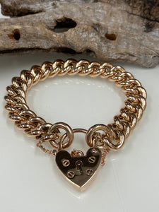 9ct Rose Gold Curb Link Padlock Bracelet
