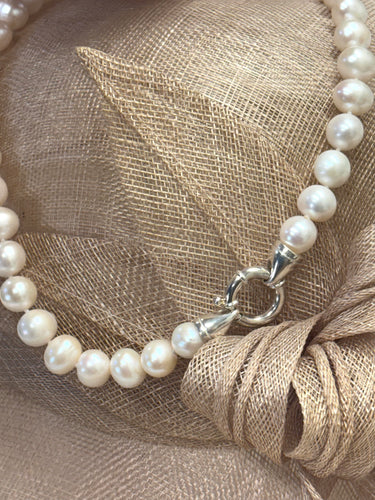10.5mm Freshwater Pearl Necklace with Sterling Silver Bolt Ring