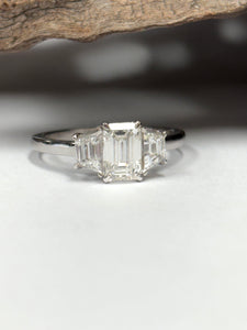 18ct W/G Emerald Cut Lab Diamond Ring