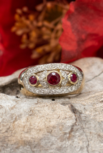 Load image into Gallery viewer, 9ct Y/G Ruby &amp; Diamond Dome Ring