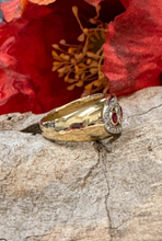 Load image into Gallery viewer, 9ct Y/G Ruby &amp; Diamond Dome Ring
