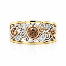 Load image into Gallery viewer, 9ct Y/W&amp;R Gold Australian Chocolate Diamond Ring