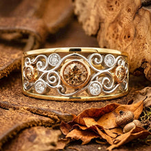 Load image into Gallery viewer, 9ct Y/W&amp;R Gold Australian Chocolate Diamond Ring