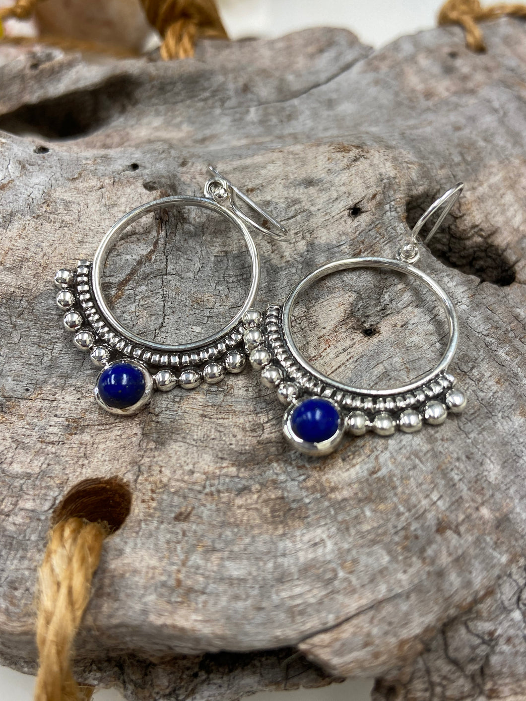 Sterling Silver Lapis Boho Earrings