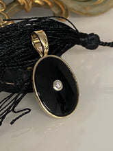 Load image into Gallery viewer, 9ct Yellow Gold Black Onyx &amp; Diamond Oval Enhancer Pendant