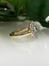 Load image into Gallery viewer, 9ct Y/G Emerald &amp; Diamond Art Deco Style Ring