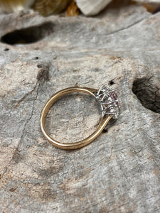 18ct Rose Gold Morganite & Diamond Trilogy Ring