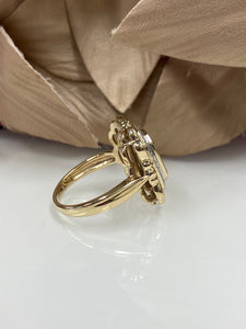9ct Yellow Gold Filigree Onyx & Diamond Ring