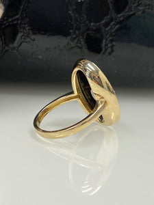 9ct Yellow Gold Oval Onyx & Diamond Ring