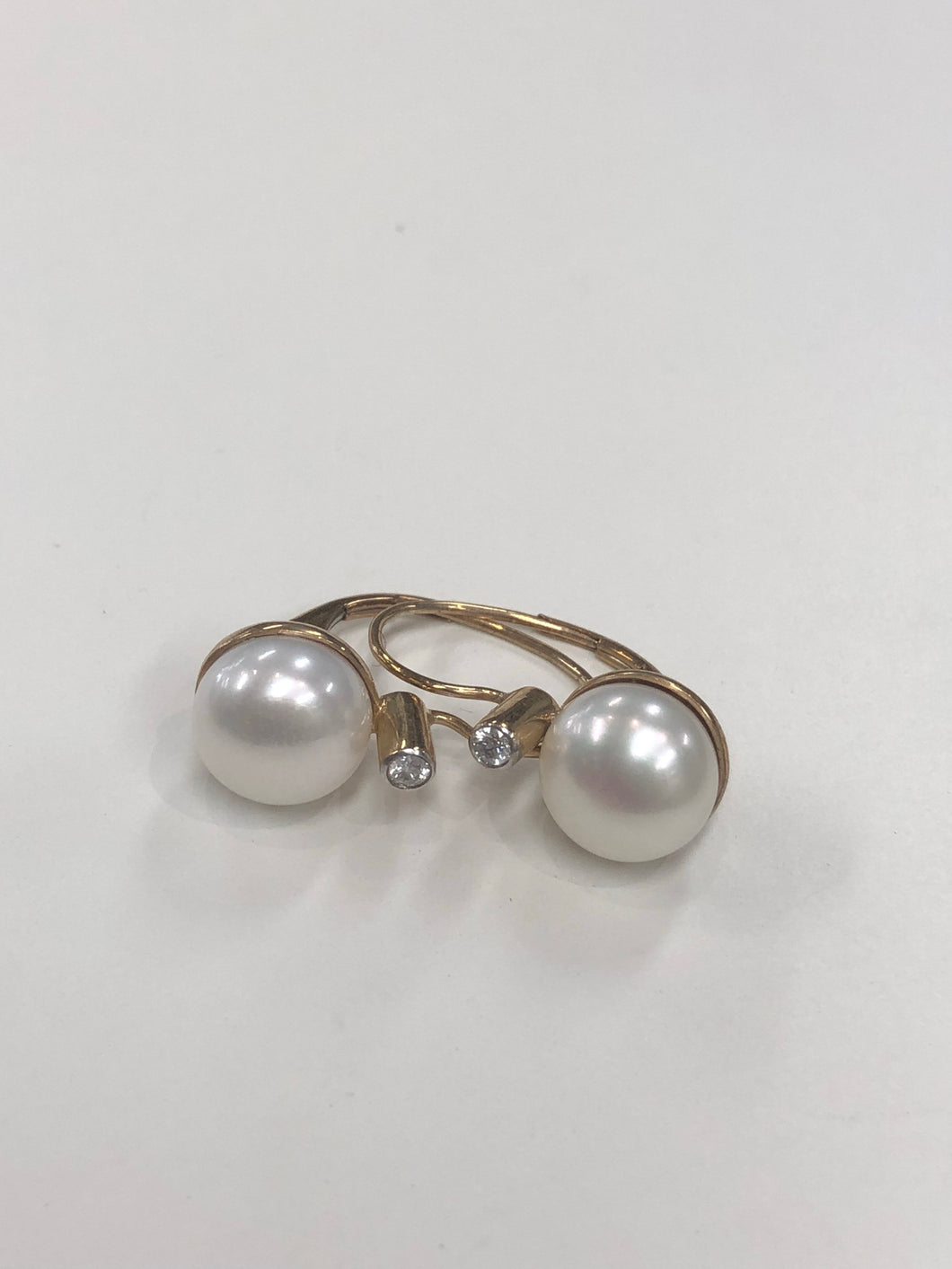 9ct Yellow Gold Pearl & Diamond Earrings