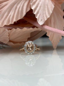 9ct Rose Gold Morganite & Diamond Ring