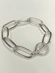Sterling Silver Paperlink Bracelet with TBar Clasp