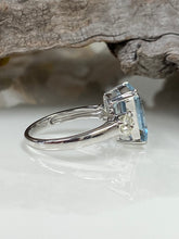 Load image into Gallery viewer, 18ct W/G Aquamarine &amp; Diamond Ring