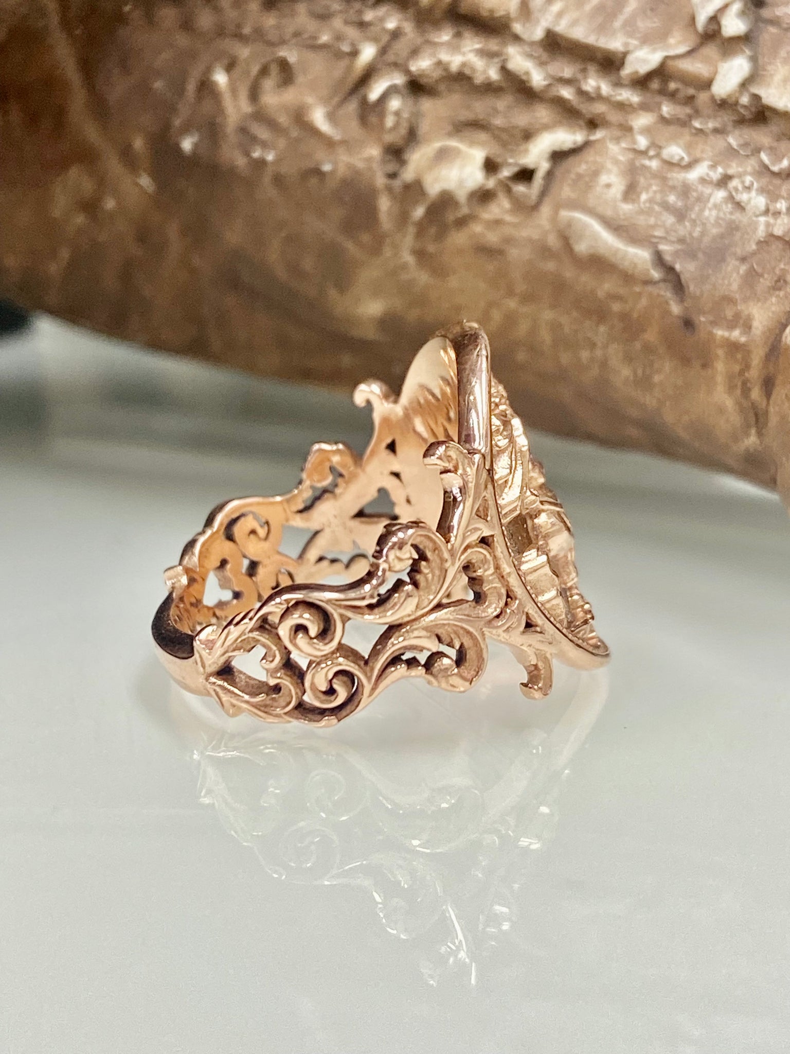 9ct Rose Gold Ornate Sovereign Coin Ring D S Fine Jewellery