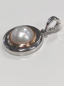 Sterling Silver & 9ct R/G Mabe Pearl Enhancer Pendant