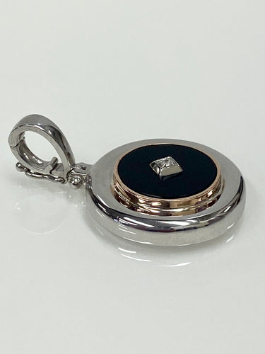 Sterling Silver & 9ct R/G Onyx & Diamond Enhancer