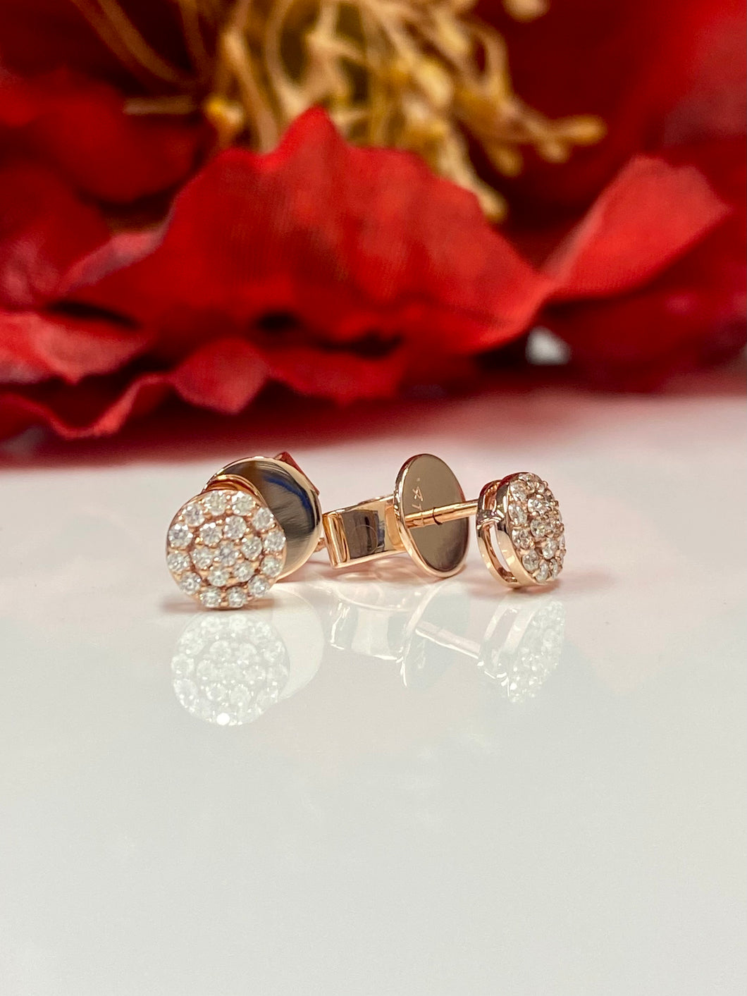 9ct Rose Gold Diamond Cluster Stud Earrings