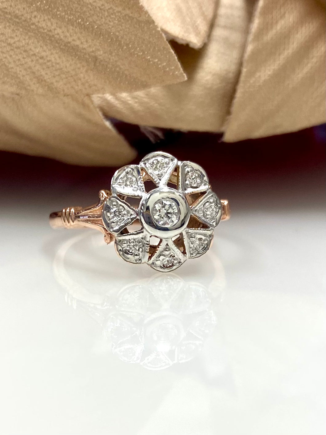 9ct Rose Gold Diamond Cluster Ring