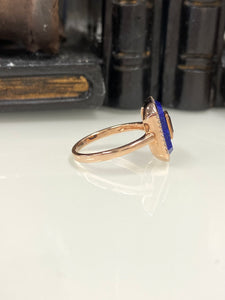 9ct R/G Lapis Lazuli Pink Tourmaline & Diamond Ring