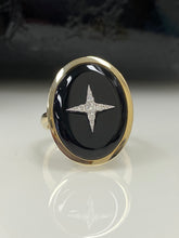 Load image into Gallery viewer, 9ct Yellow Gold Oval Onyx &amp; Diamond Ring