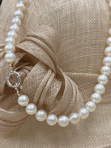 10mm Freshwater Pearl Necklace with Sterling Silver Bolt Ring