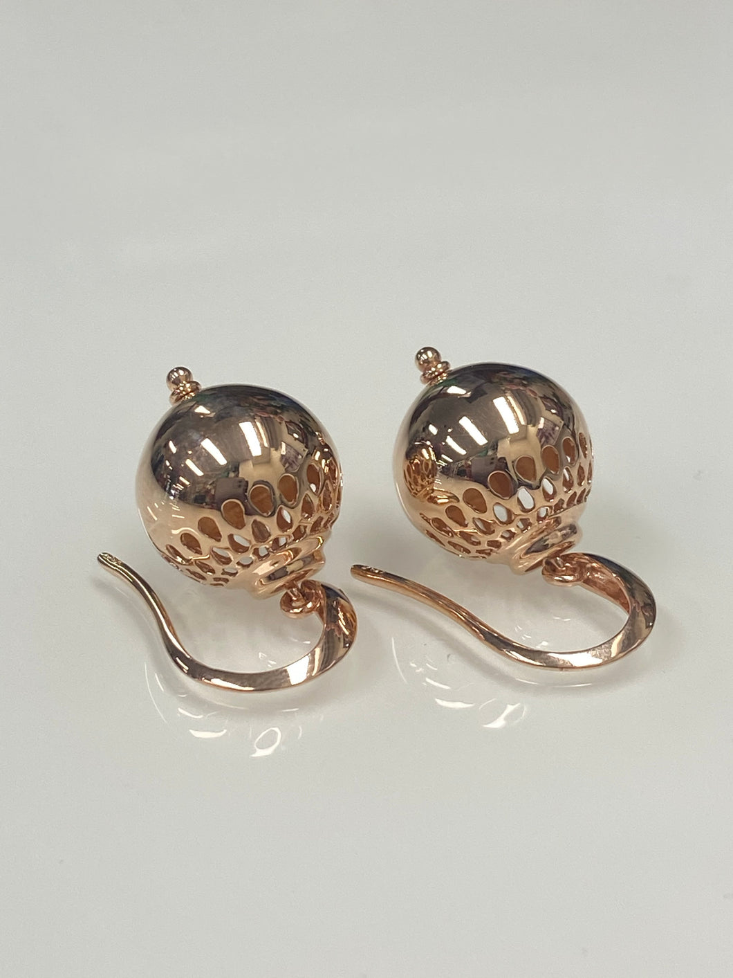 9ct R/G Lantern Ball Earrings