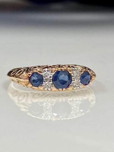 9ct Rose Gold Sapphire London Bridge Style Ring